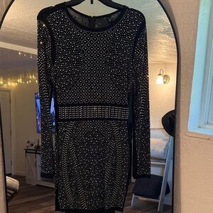 Windsor Black Studded Long Sleeve Dress